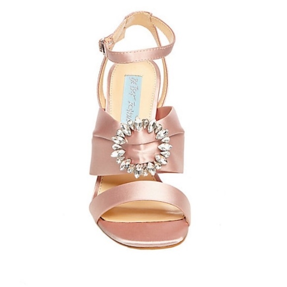 BETSEY JOHNSON SB SCOTI HEELS NUDE SATIN CRYSTAL size 7 - Picture 2 of 5